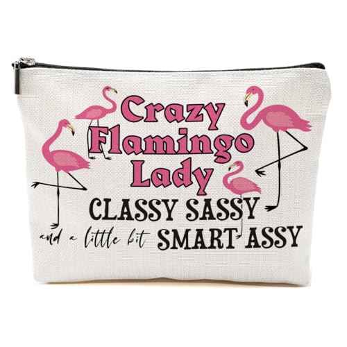 Flamingo Gifts, Flamingo Makeup Bag, Flamingo Bird Animal Lover Gifts for Women Mom, Flamingo Stuff Summer Cosmetic Bag, Flamingo Themed Gifts Funny Toiletry Bag Graduation Birthday Gifts