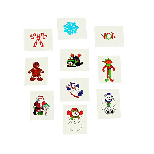 Holiday Glitter Temporary Tattoos for Kids, 72-Pack