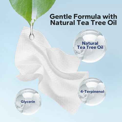 Eyelid Wipes (36 Count), with Natural Tea Tree Oil, Individually Wrapped Eyelid Cleaning Wipes for Stye Eye Treatment, Gently Cleanse Soothe and Remove Impurities, Eyelid Cleanser for Daily Use