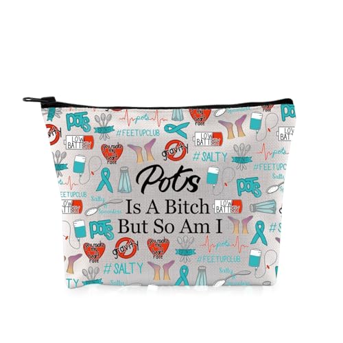 G2TUP POTS Inspired Gift - Makeup Bag, Awareness Cosmetic Bag, POTS Syndrome Fighter Gift