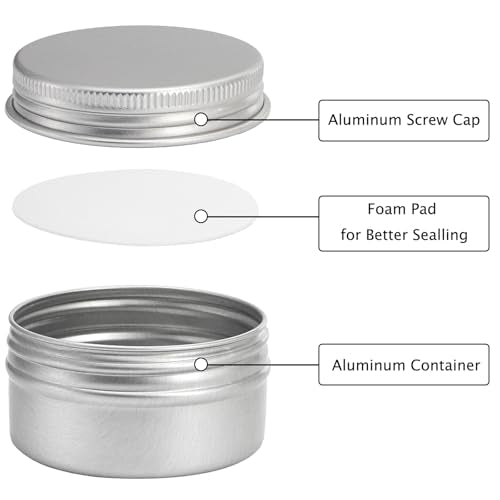 Tosnail 48 Pack 1 Oz / 30 ML Mini Metal Round Tins with Screw Lids, 1.85 Inch Empty Sample Jars, Travel Storage Containers
