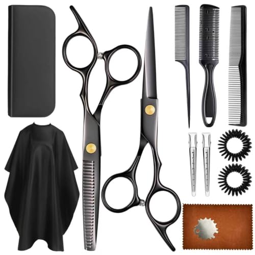 13 Piece Hair Cutting Scissors Set with Thinning Shears for Home & Salon Use