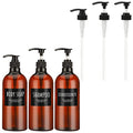 Segbeauty 3pcs Shampoo Conditioner Bottles and Lotion Dispenser Pump Head, 33.8oz Empty Large Refillable Shower Pump Bottles with Labels, Tube Pump Replacement for Bathroom Soap Dispenser