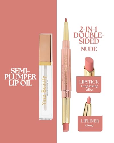 YazzBeauty 3-in-1 Lip Plumper Kit with Nude Lipstick & Liner