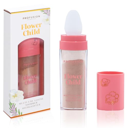 Profusion Cosmetics Flower Child Face and Body Highlighter - Non Sticky Buildable Luminizer Two Shade Kit with Applicator Sponge, Lightweight, Vegan & Cruelty?Free Makeup (Bronze Gold)