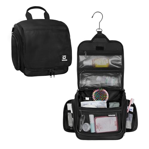 Goloni Hanging Toiletry Bag, 10 Compartments, 360° Rotating Hook