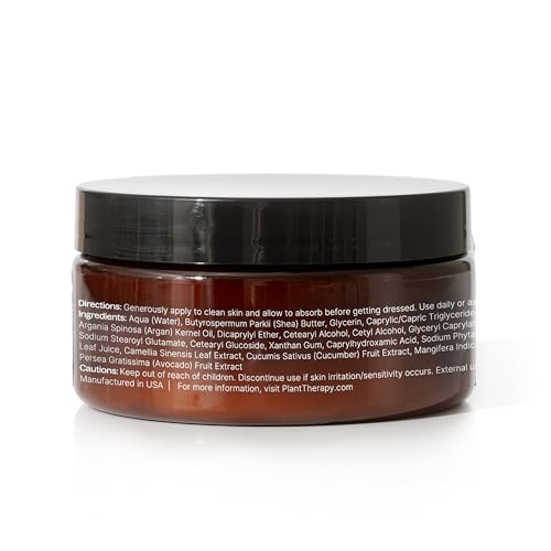 Plant Therapy Unscented Body Cream with Argan Oil 8 oz Restore Softness & Hydration, Vitamins and Antioxidants to Soften, Smooth, and Firm Skin
