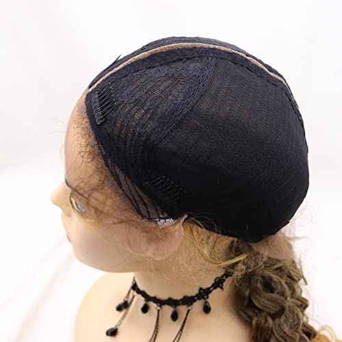 xiweiya Brown Braided Wig Double Dutch Braided Curly Sytnhetic Lace Front Wigs100% Human Hand Bouncy Curly Copper Brown Blonde Lace Front Wig with Baby Hairs for Women 26inch