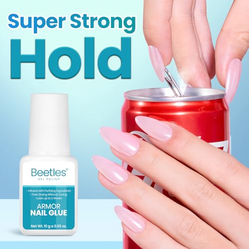 Beetles 10ml Super Strong Nail Glue, 10s Fast-Drying Brush On Glue