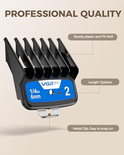 VGRPRO Professional Hair Clipper Guard Set with Color-Coded Guides