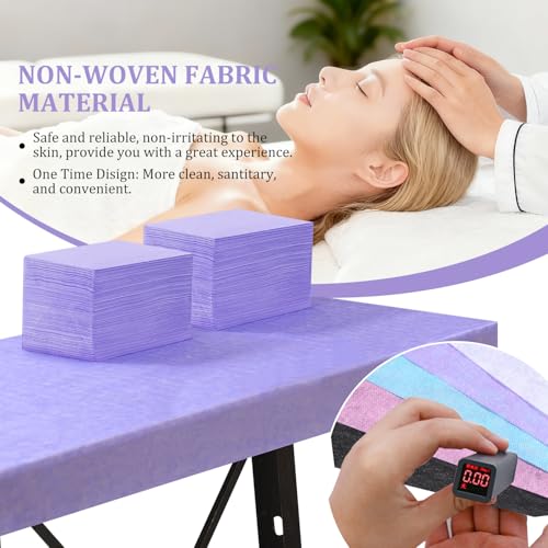 Disposable Bed Sheets 100 Pcs 31"x 71" Massage Table Cover Non Woven Fabric SPA Sheet Breathable for Massage Beauty Tattoo (Purple)