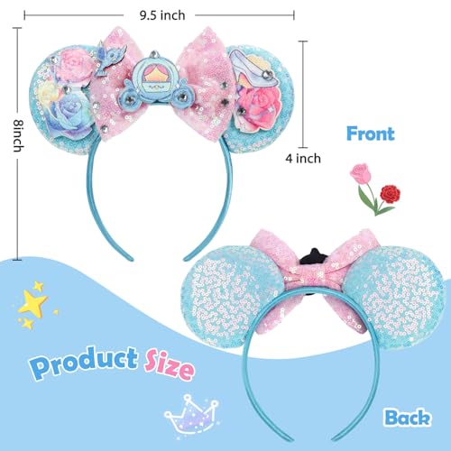 Princess Mouse Ears Headband with Sequin Bow - Sparkle Accessories