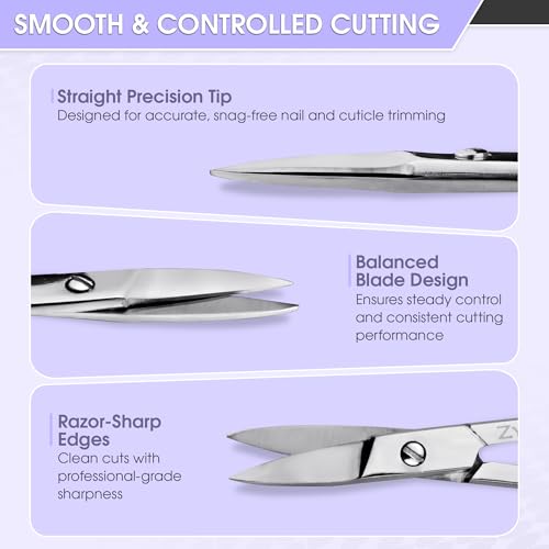 Straight Nail Scissors for men and women-Manicure Pedicure Scissors for Facial Hairs, Eyebrow, Mustache, Nose Hair, Toenail & Fingernail