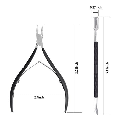 Ejiubas Professional Cuticle Trimmer & Pusher Set - Stainless Steel Nipper