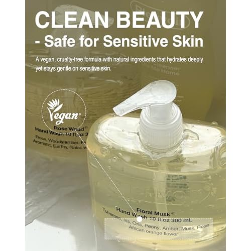 Pleuvoir Hand Wash Hinoki Leather - Hydrating Liquid Hand Soap - Mysterious Cypress Forest Leather Scent - Moisturizing with Hyaluronic Acid, Ceramides - Vegan, K-Beauty 10 fl.oz