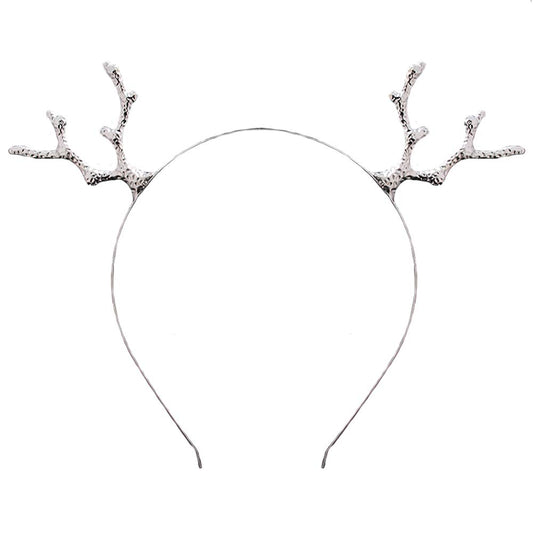 Christmas Reindeer Antlers Headband Xmas Reindeer Hair Band Women Deer Horn Headpiece Hairband Hair Hoop Holiday Party Decoration Cosplay Costume Cute Handmade Crystal Hair Accessories 1 Pack Silver