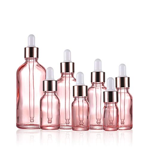 Pink Glass Dropper Bottles 1.7 oz Essential Oil Vials