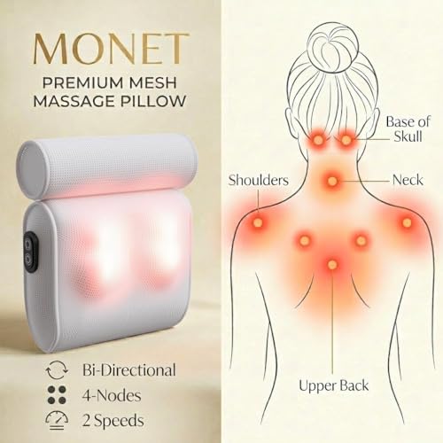 MONET Shiatsu Bath Pillow Massager - 4 Nodes, IPX8 Waterproof