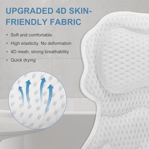 SetSail Bath Pillow - Ergonomic Neck & Back Support, 6 Suction Cups