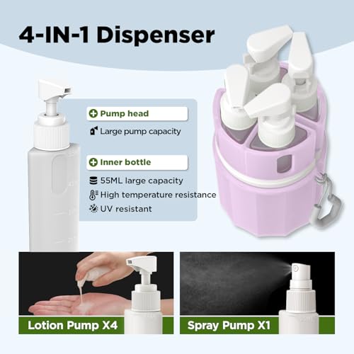 YOTIME 4-in-1 Travel Dispenser Bottle Set with Suction Cup