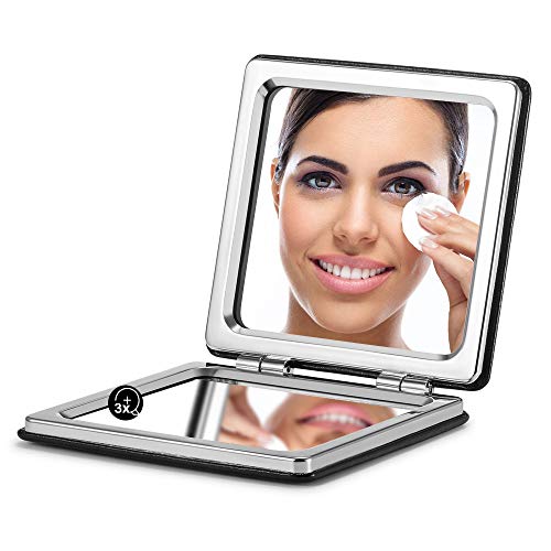 OMIRO Compact Pocket Mirror with 1x/3x Magnification - 2.8 Inch Travel Mirror
