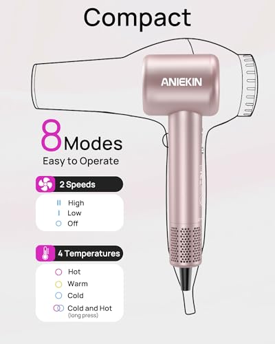 ANIEKIN Ionic Hair Dryer with Brushless Motor & Diffuser