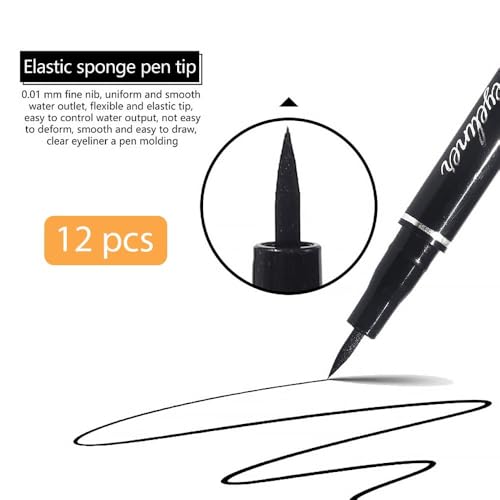 Matte Liquid Eyeliner Pen Set - 12 Pack, Waterproof & Long-lasting