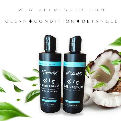 LIT UNICORNS All Natural Wig Shampoo & Conditioner Set for Human Hair and Synthetic Wigs. Clean | Detangle | Soften. Keep Your Wig Fresh - Coconut Scent - Made in USA