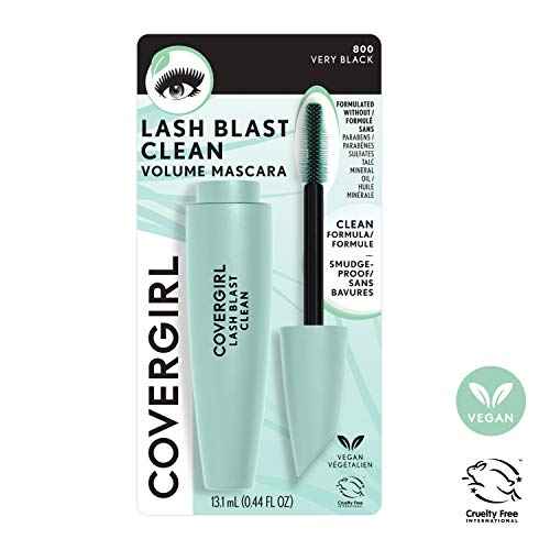 CoverGirl Lash Blast Clean Volume Mascara, Vegan Formula, Volumizing, Smudge-Proof, Very Black, 1 Count