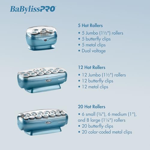 BabylissPRO Nano Titanium Hot Rollers 12 Pack 1.5 Inch