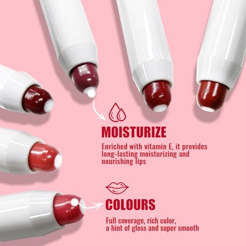 Erinde Tinted Lip Balm + Buildable Lip Color, Natural Gloss Finish, Hydrating Lightweight, Moisturize & Tint Lipstick with Vitamin E, Vegan Lip Balm Lip Care Makeup Gift, 01#