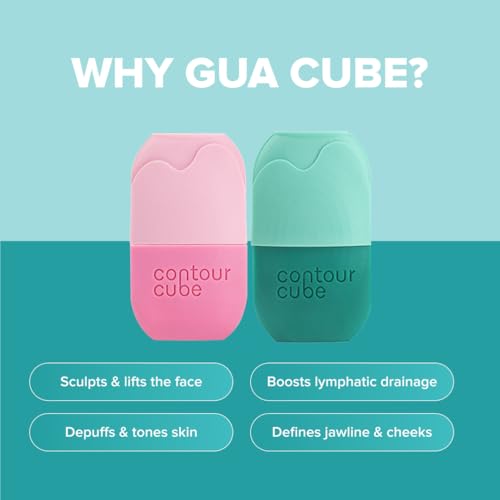 Contour Gua Cube - Gua Sha Face Massage Tool - Ice Roller for Sculpting, De-Puffing & Lymphatic Drainage - Face Ice Roller & Massager - Compact Skin Care Tools for Daily Skincare & Travel - Pink