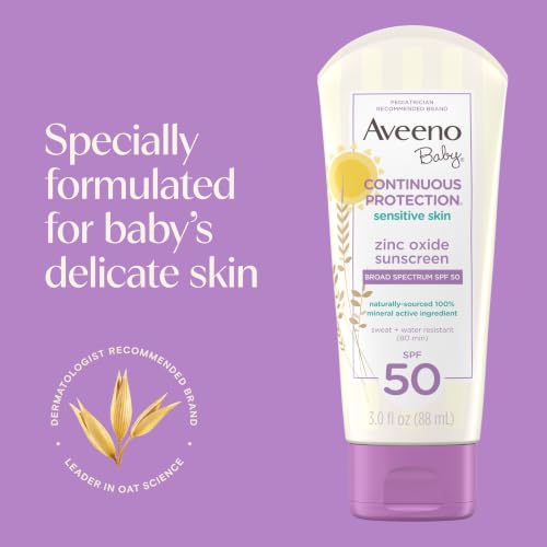 Aveeno Baby Continuous Protection SPF 50 Mineral Sunscreen 3 Oz
