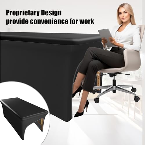 Leather Massage Table Cover Wipeable Massage Bed Cover Protector, Reusable & Waterproof Lash Bed Cover Fitted, Odorless Vegan Leather Spa Salon Bed Covers (Black Tablecloth for 6FT Table)