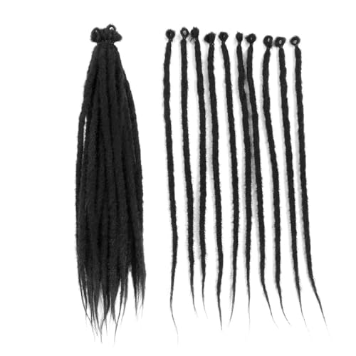 BOHOBABE 0.6cm Thin Synthetic Dreadlock Extensions 20 Inch 12 Strands Reggae Dreadlocks Extension Synthetic Dreads Loc 20" Black/Medium Auburn (12 Strands,T30)