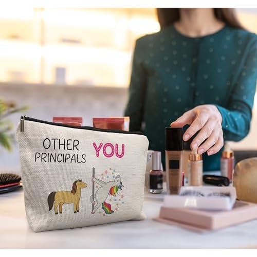 Principal Gifts for Women Canvas Makeup Bag, Best Principal Gifts Cosmetic Bag, Gifts for School Principals, Principal Appreciation Gifts, Other Principals and You