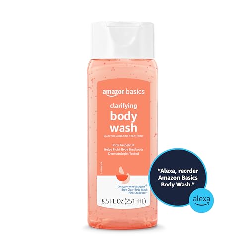 Amazon Basics Clarifying Pink Grapefruit Body Wash with 2% Salicylic Acid, 8.5 oz (Pack of 1)
