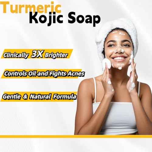 Kojic Acid & Turmeric Soap Bar for Dark Spot removal - Skin Lightening Soap with Vitamin C, Retinol, Shea Butter & Lemon Oil - for Face, Body, Underarms - SLS Free, for Oily & Dry Skin