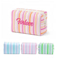 Custom Embroidered Rainbow Seersucker Makeup Bag