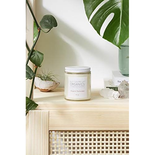 Butter Me Up Organics Natural Zinc Oxide Sunscreen SPF 45+, Reef-Safe, Non-Nano Mineral Sunblock, Water-Resistant with Shea Butter & Coconut Oil, Chemical-Free, Eco-Friendly, 6oz Jar
