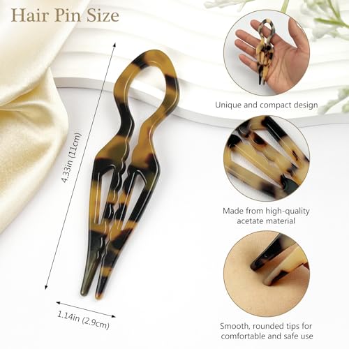 French Hair Pins Set - 4 Acetate Tortoise Shell Twist Clips