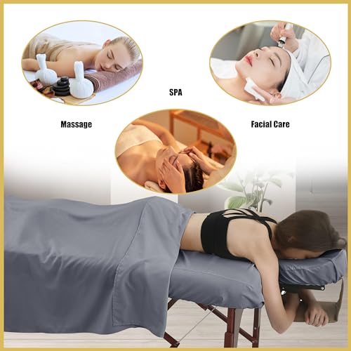 Microfiber Massage Table Sheet Sets 3 Pcs Massage Bed Cover Soft Wrinkle Free Includes Massage Fitted Sheet,Massage Sheets and Face Cradle Cover for SPA Beauty Salon Tattoos (Gray)