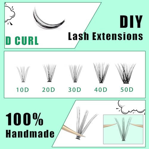 Bodermincer 20D D-Curl Lash Clusters 240pcs - 14mm Fluffy Eyelash Extensions