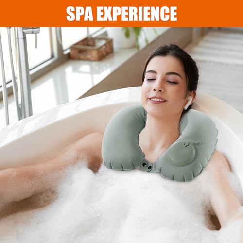 Inflatable Neck Pillow for Travel & Bath - U-Shaped Support