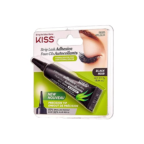 KISS Black Lash Adhesive with Aloe - Latex-Free, Contact Lens Friendly, Secure Hold 0.24oz