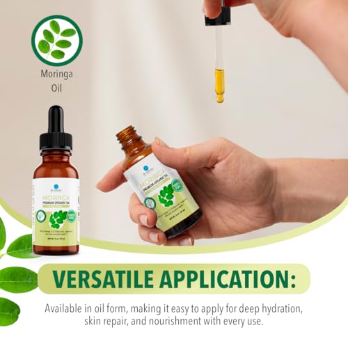 Dr. Robaina 100% Pure Organic Moringa Seed Oil ? Cold-Pressed, Unrefined & Hexane-Free Face, Hair & Nail Moisturizer ? Fast-Absorbing Non-Greasy Hydration ? 2 fl oz Dropper Bottle ? Made in USA