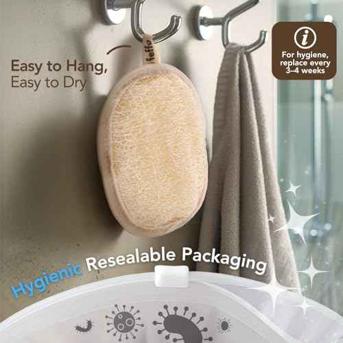 Loofah Sponge for Body Scrub, Exfoliating Body Scrubber & Shower Sponge Shower Scrubber, Loofah for Women and Men, Exfoliating Washcloth Alternative (2 Count, 1 Pack, Oval Shape)