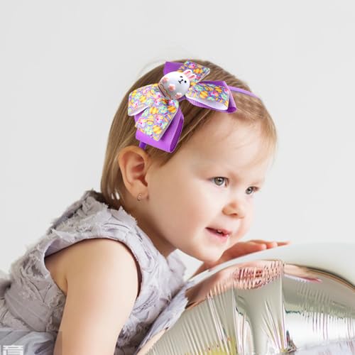 Ecuupas Easter Headbands Egg Hairband Purple Bow Hair Hoop Design Hair Accessories for Women Girls Toddler Head Easter Wear Gifts