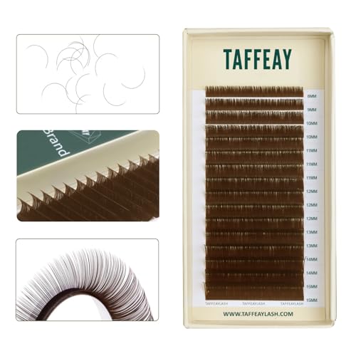 Colored Lash Extensions 0.03/0.05/0.07/0.15 Individual Cashmere Eyelash Extension 8-15mm Mixed Length Tray C/D/CC Curl-16 Rows,Professional Supplies for Lash Techs(Light Brown 0.03 CC 8-15mm)