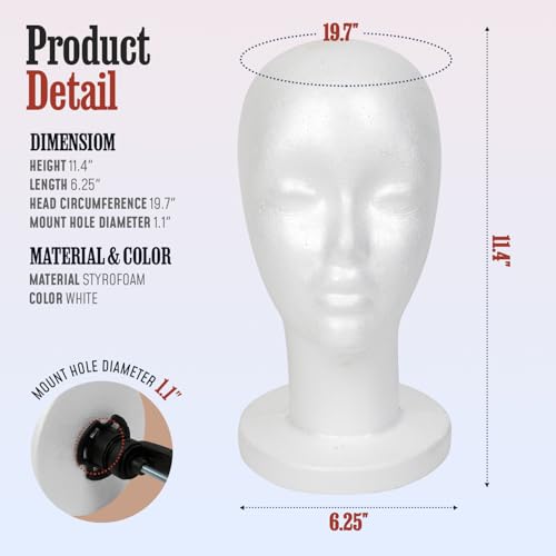 11.4" Styrofoam Mannequin Head - Wig Stand Display